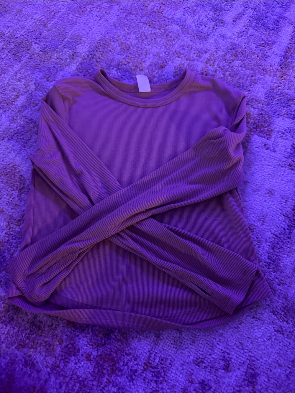 Old Navy Long-Sleeve Ribbed Crewneck Top - Purple